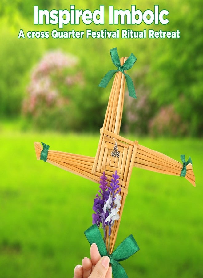 Knitgrip St. Brigid's Wall Cross Ornament Imbolc Decor Saint Brigid's Hanging Cross with Ribbon Celtic Knot Pendant and Flower Traditional Irish Blessing Decor for Imbolc 10 x 10 in(Yellow) - Image 4